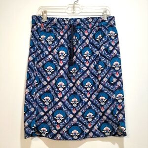 Loft Blue Patterned Skirt With Drawstring